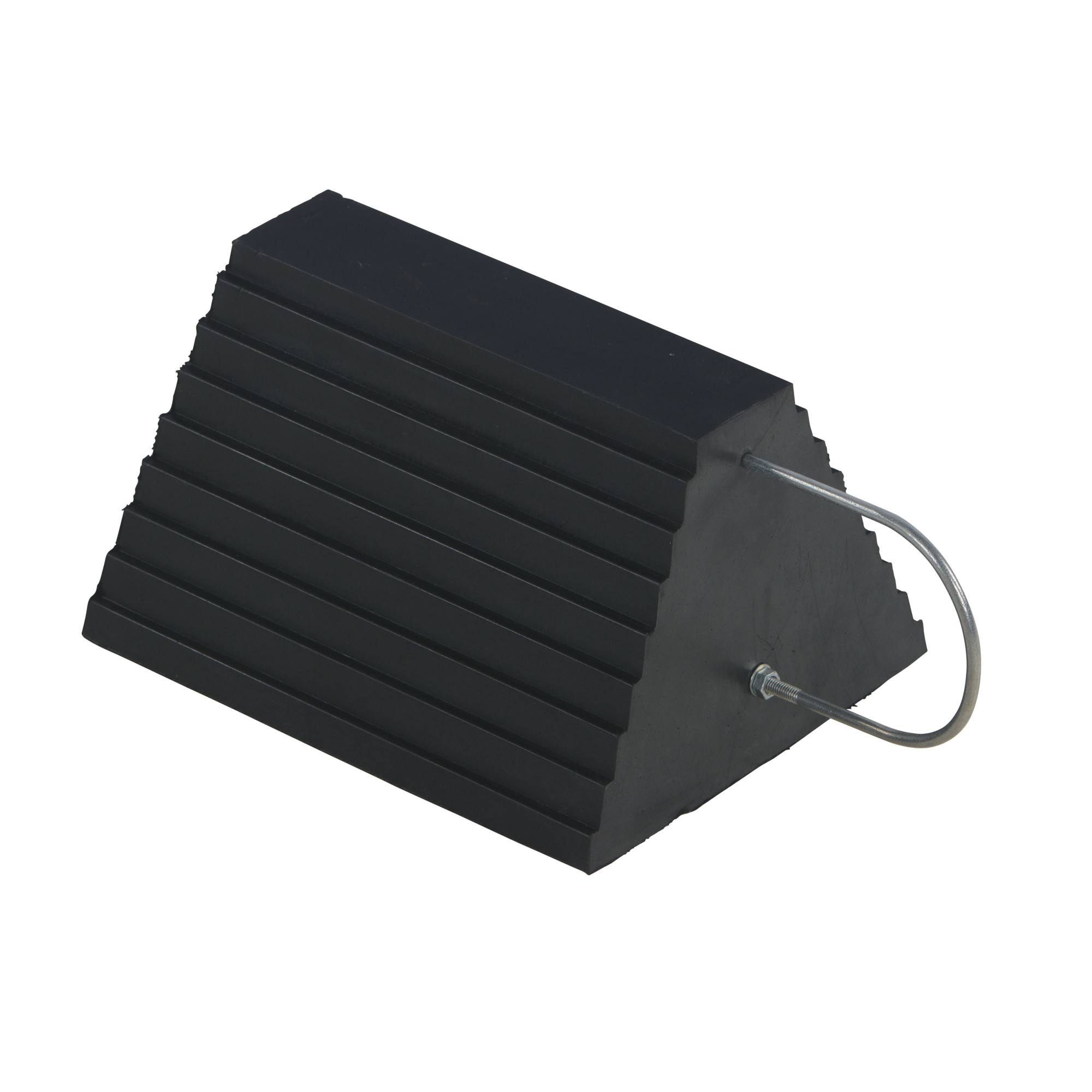 Vestil Rubber Wheel Chock with U Handle - 9 1/4in., Durable, Weather-Resistant, Model# RWC-9-U